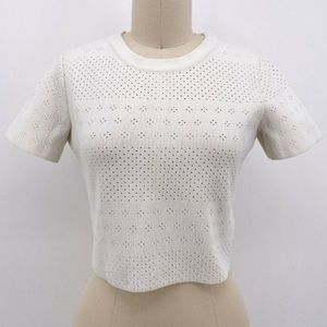 Lovers + Friends Floral Eyelet Knit Crop top